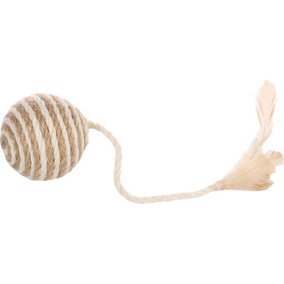 Flamingo pletená loptička s pierkami 6 cm