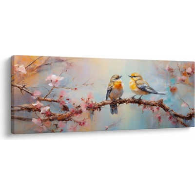 Obraz - Zamilovaní vtáčiky, jednodielne 100x40 cm