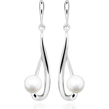 Silver Cat Strieborné visiace náušnice s pravou perlou Pearls SC612