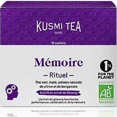 Kusmi Tea Porcovaný zelený čaj s ženšenem pro lepší paměť Memory Ritual Bio 18 ks