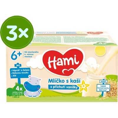 Hami Mlíčko s kaší s příchutí vanilky 4 x 250ml – Hledejceny.cz