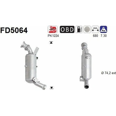 Filter sadzí pevných častíc výfukového systému AS FD5064