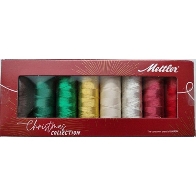 Nitě POLY SHEEN a METALLIC Mettler vánoční sada 8 kusů - mix barev
