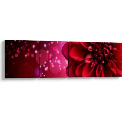 Obraz - Oranžovo-červené kvety, štvordielne 160x40 cm