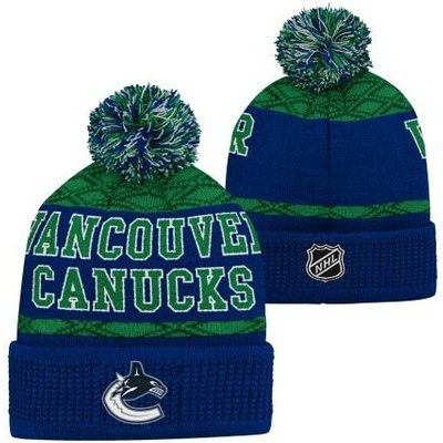 Outerstuff Detská zimná čiapka Vancouver Canucks NHL Puck Pattern Cuffed Pom