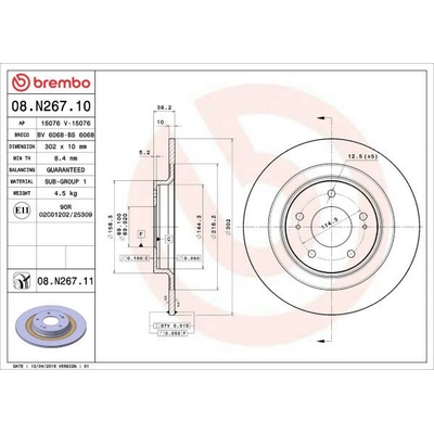 Brzdový kotúč BREMBO 08.N267.11
