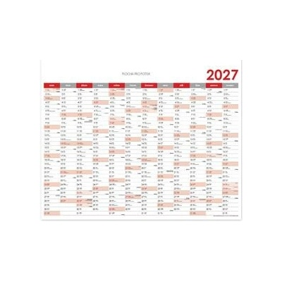 Nástěnný Plánovací mapa CZ 124 x 100 cm červená 2027