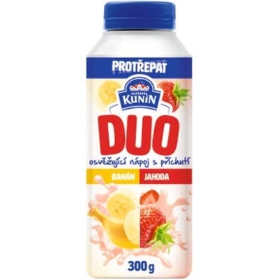 Mlékárna Kunín Duo zakysaný nápoj s příchutí banán jahoda 300g