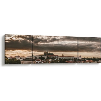 Obraz - zamračená Praha, třídílný 170x50 cm