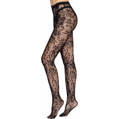 Leg Avenue Seamless Floral Lace Tights Black
