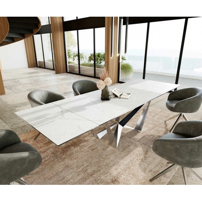 DELIFE Edge 200-300 x 100 keramika LaminamStatuarietto bílá Spider plochá ocel nerezová ocel rozkládací