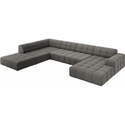Cosmopolitan Design Šedá sametová rohová do "U" Chicago 364 cm levá