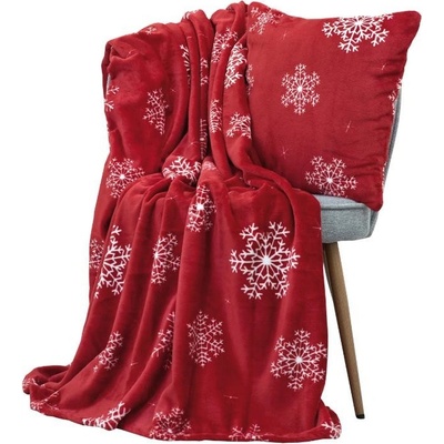 SCANquilt pléd Deli Vločky červenobílá střední 150x200