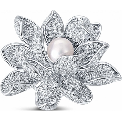 JwL Luxury Pearls Překrásná brož s perlou 2v1 Lotosový květ JL0697