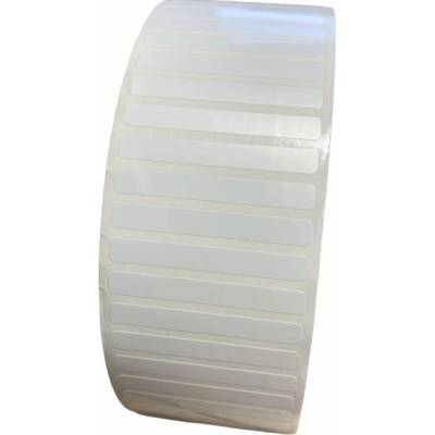 Plastová Etiketa 44,45 mm x 6,35 mm, Polyester, Biela, Dutinka 76 mm, 12000 ks/kotúč, Permanentné lepidlo, Priemer kotúča 146 mm