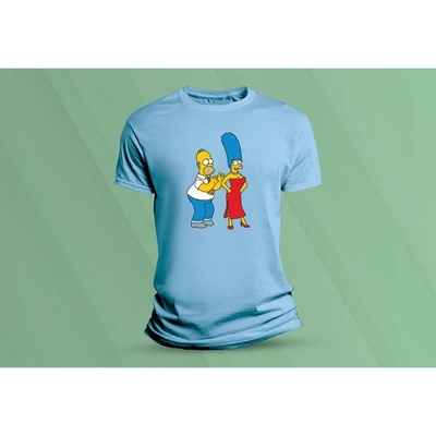 Sandratex dětské bavlněné tričko Homer a Marge Simpsonovi nebesky modrá – Hledejceny.cz