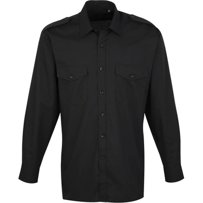 Premier Košile PR210, pilotní, dlouhý rukáv COT3902100020l-black Černá 43