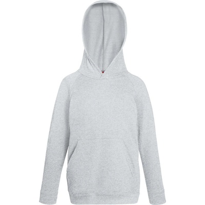 Fruit of the Loom mikina Kids Lightweight Hooded Sweat heather grey