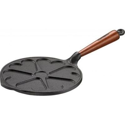 Skeppshult Litinová lívanečník 6x srdce dřevěné madlo 24 cm