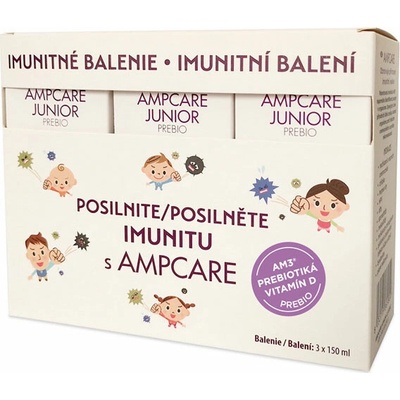 Ampcare Junior Combo Imunitné balenie 150 ml sirup Junior Prebio + 150 ml sirup Junior Classic + omaľovánka