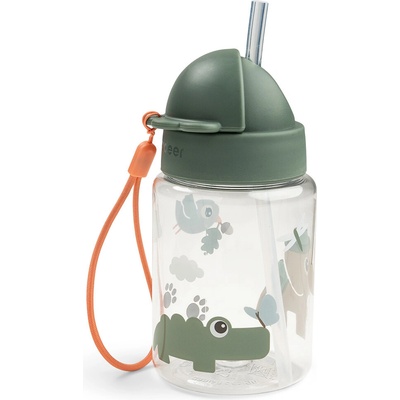 Done by Deer Láhev s brčkem Tiny Trails Zelená 280 ml