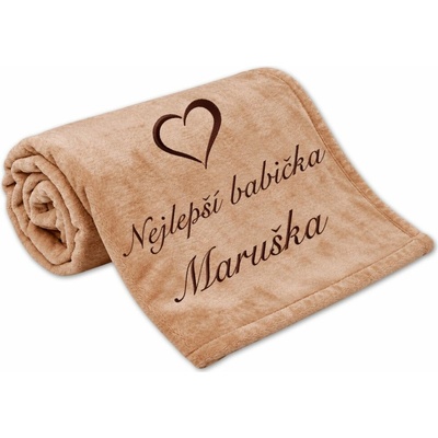 Povlečení Plus Deka Nejlepší babička se srdíčkem a jménem čokoládová 150x200