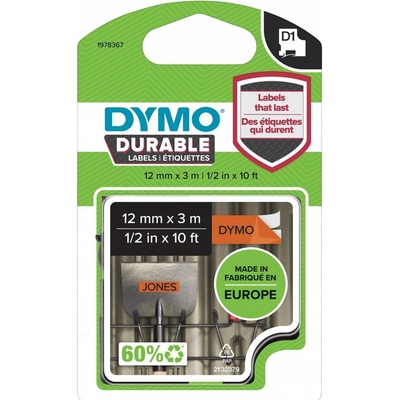 páska do štítkovače DYMO D1 1978367 vinyl Barva pásky: oranžová Barva písma:černá 12 mm 3 m