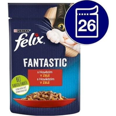 Felix Fantastic kapsička pro kočky hovězí v želé 26 x 85 g
