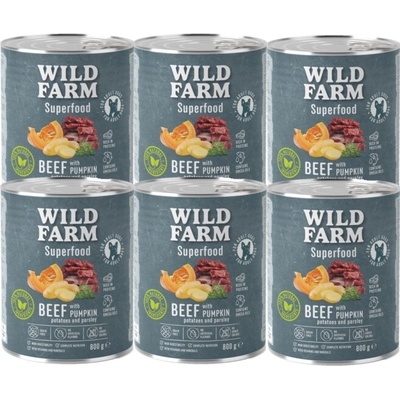 Wild Farm Superfood hovädzie mäso s tekvicou zemiakmi a petržlenovou vňaťou 6 x 800 g