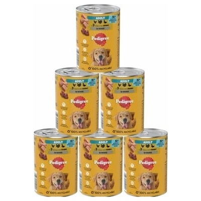 Pedigree Adult pre dospelých psov s 3 druhmi hydiny v pene 6 x 400 g