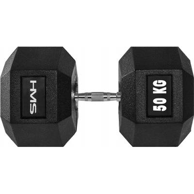 HMS Potiahnutá/pogumovaná jednoručná činka s fixnou hmotnosťou 1 x 50 kg