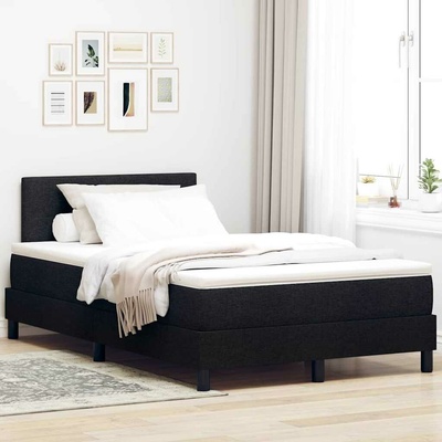 Postel s boxspringem s čelo Černý 120 x 200 cm textil