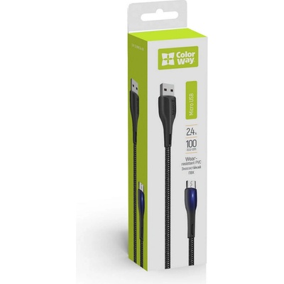 ColorWay CW-CBUM034-BK USB MicroUSB (PVC + LED), 2.4A, 1m, černý