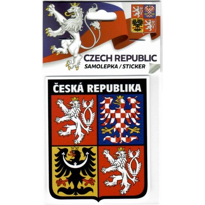 Samolepka s českým štátnym znakom 6 x 7,5 cm - čierna-farebná
