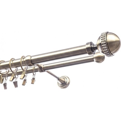 GAROL Kovová garnýž dvojitá mosaz exclusive komplet Boston 360 cm