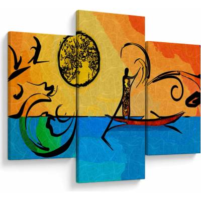 Obraz starovekej maľby, trojdielne 90x60 cm