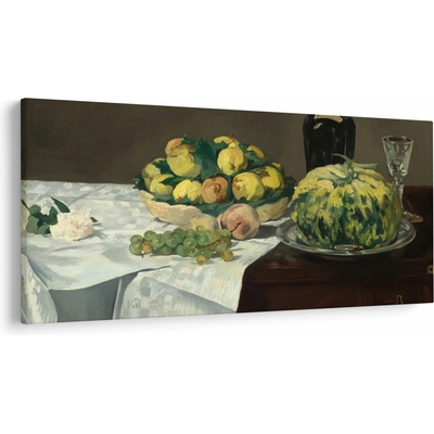 Obraz - Edouard Manet, Still Life with Melon and Peaches, reprodukcia, jednodielne 250x125 cm