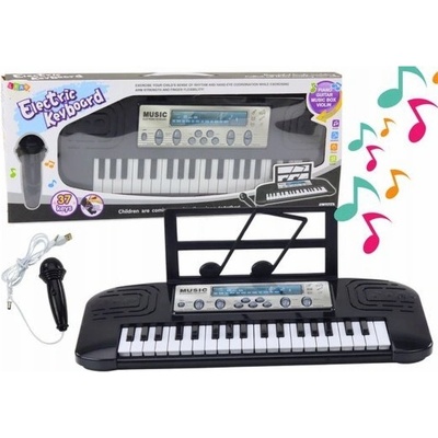 LEAN Toys Dětské elektrické piano stojan s mikrofonem černá barva – Hledejceny.cz