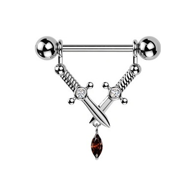 Šperky4U Ozdobný piercing do bradavky s dýkami BR01032