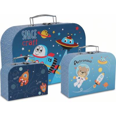 Sada dětských kufříků 3 ks Space craft – Modrá, H&L