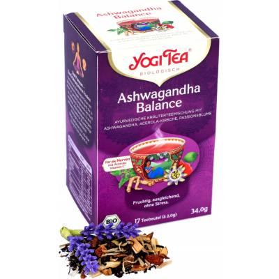 Yogi Tea čaj Ashwagandha Balance BIO Rovnováha 17x2g Acerola Ruža Mäta