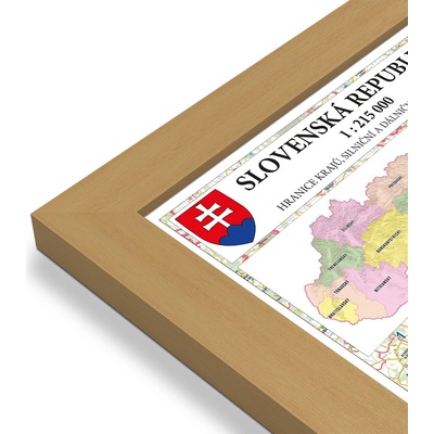 Excart Maps Slovensko - nástěnná automapa 135 x 90 cm Varianta: mapa v dřevěném rámu, Provedení: Pegi jádro ořechu