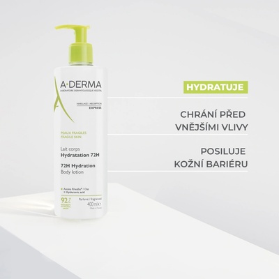 A-DERMA Tělové mléko 72h hydratace 400ml