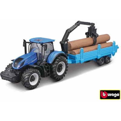 Bburago Farmland New Holland T7.315 HD s přívěsem pro přepravu hospodářských zvířat 10 cm