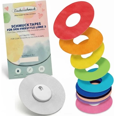 Zuckerschmuck Ochranné fixační náplasti pro Libre 3 – Rainbow MIX 10+1 ks