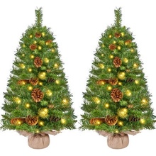 Mini umělý vánoční stromeček sada 2 ks LED osvětlením včetně 12 šišek 92 cm N YAHEETECH