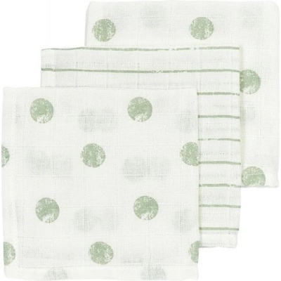 Meyco Mušelínové pleny 3-balení - Dot stripe soft green
