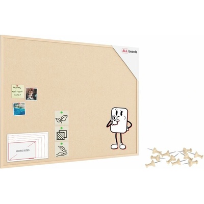ALLboads Textilná (plstená) nástenka 120 × 90 cm ťavia farba (camel), v drevenom ráme v rovnakom odtieni, TFCAMEL129C