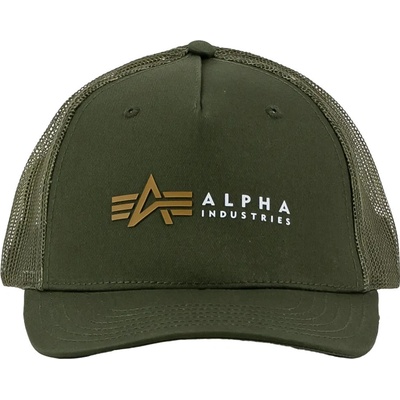 Alpha Industries Alpha Label Trucker Cap dark olive zelená