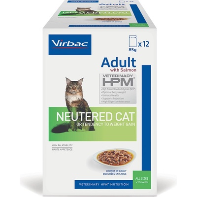 Virbac Veterinary Adult Neutered Salmon chunks gravy 12 x 85 g